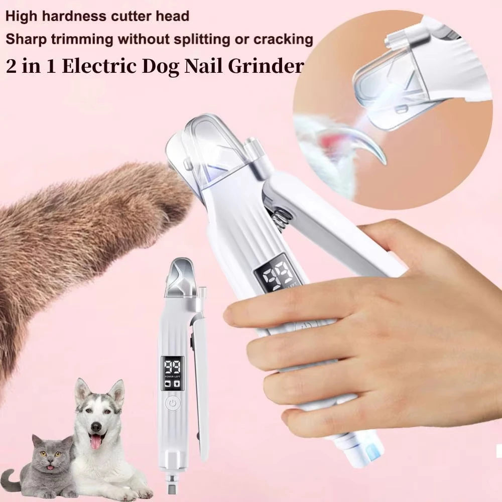 Coupe-ongles électrique 2 en 1 pour animaux de compagnie, avec lumières LED, broyeur de ongles pour animaux de compagnie, coupe-ongles et broyeur pour petits, moyens et grands chiens/chats SUN N.