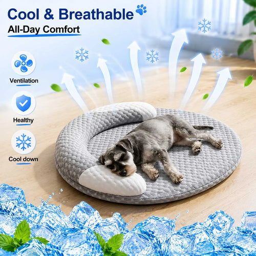 Tapis Rafraîchissant en Soie Glacée pour Animaux – Lit Ovale Respirant SUN N.