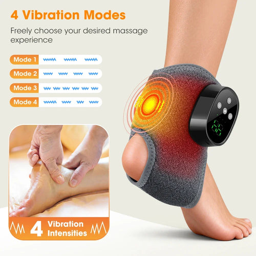 Masseur de cheville chauffant à 4 modes et 4 niveaux d'intensité, enveloppement électrique rechargeable pour les pieds, 1800 mAh, pour la relaxation à domicile SUN N.