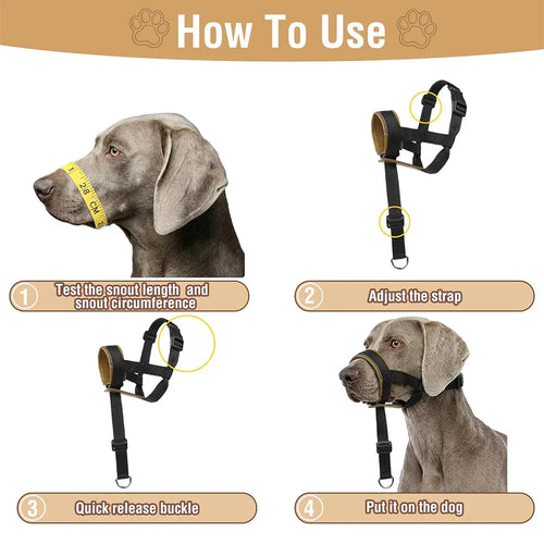 Muselières tactiques réfléchissantes pour chiens de taille moyenne et grande, avec laisse pour l'entraînement anti-aboiement, guide de laisse, couvre-mâchoire pour animaux de compagnie, accessoires pour grands chiens SUN N.