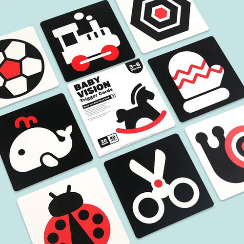 Cartes Flash Bébé Noir et Blanc – Stimulation Visuelle Éducative SUN N.