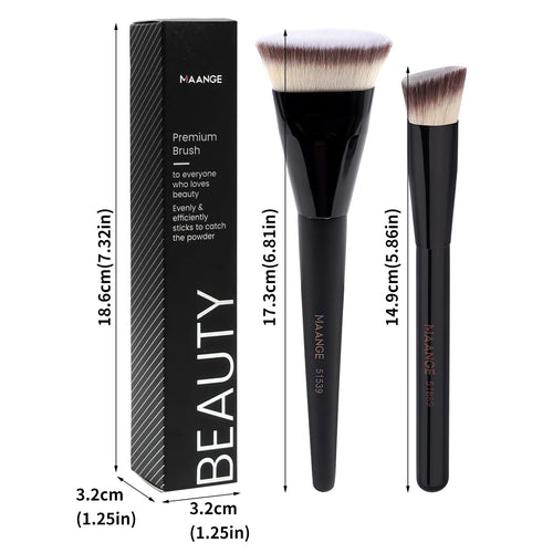 Set 2 pinceaux maquillage – Fond de teint plat, contour angle sous les yeux, crème liquide SUN N.