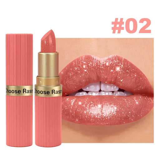 Rouge à Lèvres Velours Mat & Métallique – Rose Nacré Scintillant Longue Durée SUN N.