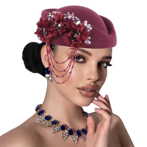 Chapeau britannique rétro pour femmes, élégant, décoré de fleurs 3D, casquette d'hôtesse de l'air, béret, accessoires de Costume de Cosplay SUN N.