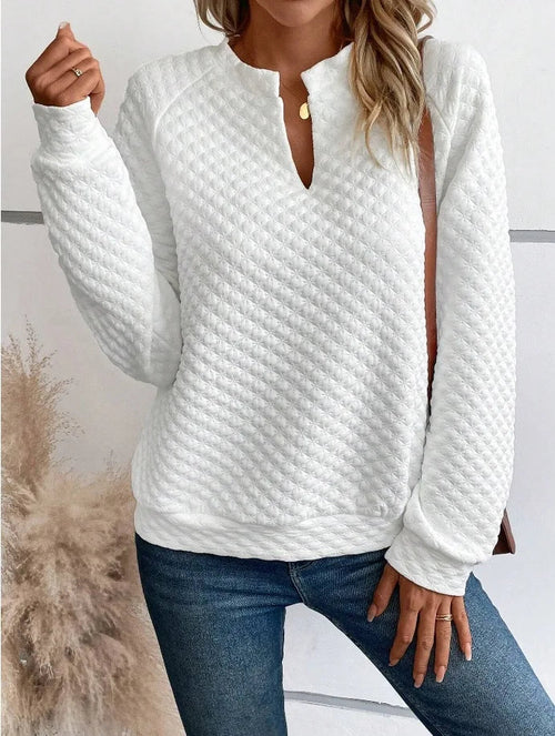 Sweat-shirt Femme Col V Profond - Hoodie Ample Manches Longues Printemps/Automne 2025 SUN N.
