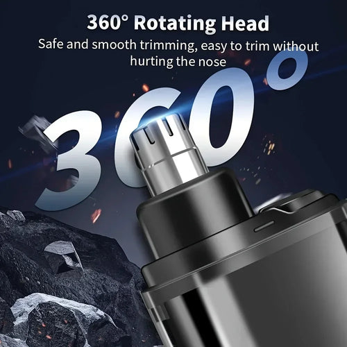Nose hair trimmer for men with USB C fast charging, featuring precision blades for easy grooming.