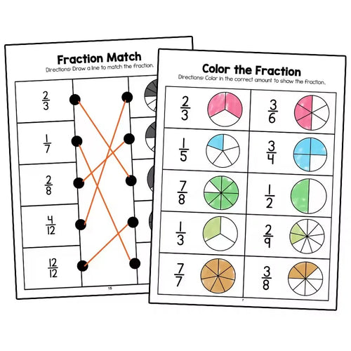 Cahier d'exercices de Fractions Montessori, outils pédagogiques pour l'apprentissage de l'arithmétique, livre de Test de formation cognitive des mathématiques pour l'école primaire de la 1re à 2e année SUN N.