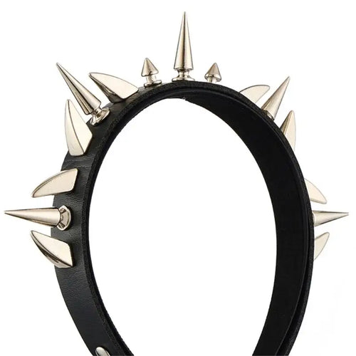 Bandeau Punk à Rivets en cuir PU avec des clous métalliques, accessoire cheveux unisexe style rock.