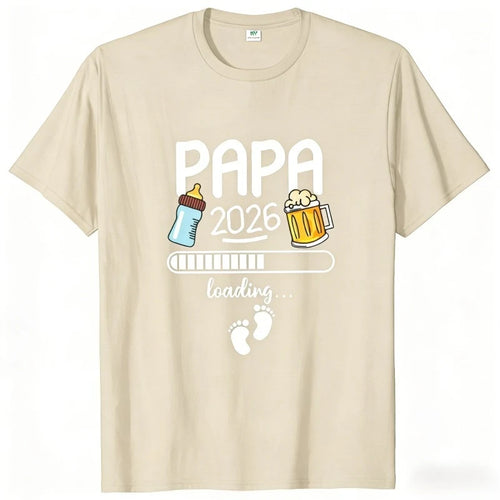 T-shirt homme Harajuku avec un design amusant pour les futurs papas, incluant bouteille, bière et empreintes de pieds.