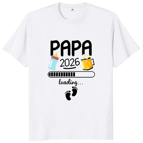 T-shirt homme Harajuku avec un design amusant pour les futurs papas, incluant bouteille, bière et empreintes de pieds.