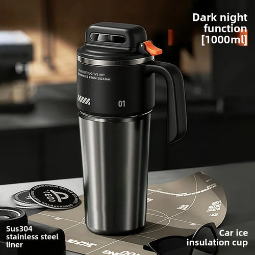 1 liter insulated water bottle with straw