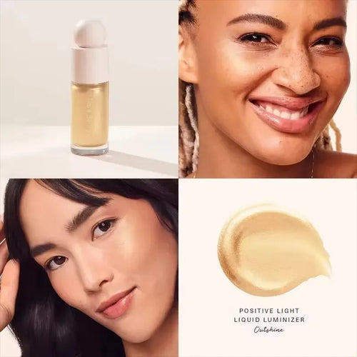 Luminizer & Blush Mat Longue Tenue - Waterproof in a set of four Rare Beauty products on a table.