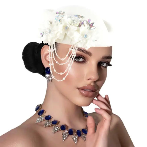 Chapeau britannique rétro pour femmes, élégant, décoré de fleurs 3D, casquette d'hôtesse de l'air, béret, accessoires de Costume de Cosplay SUN N.