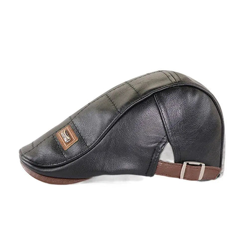 Casquette Plate en Cuir Style Britannique – Newsboy Rétro Décontracté Unisexe SUN N.