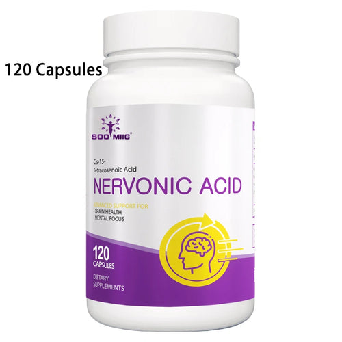 Complément cérébral à l'acide nervonique – Améliore la concentration et la clarté de la mémoire, soutient l'équilibre de l'humeur, la santé du cerveau et le stress, 120 capsulesc SUN N.