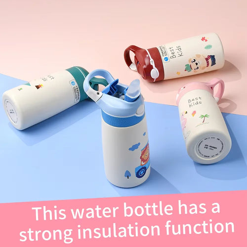 Kids Insulated Water Bottle with Straw 500ml BPA Free Stainless Steel