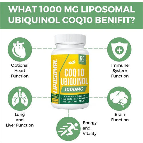 Capsules de coenzyme liposome Q10, meilleure absorption des suppléments de coenzima Q10 Pantone, fonction cardiaque et production d'énergie SUN N.