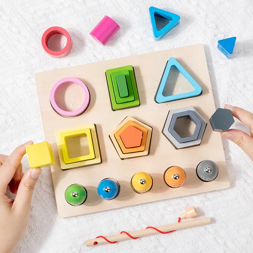 Puzzle en Bois Montessori pour ApprentiCumbria de la Pêche Magnétique, Outil de Classification et d'ApprentiCumbria pour Enfant SUN N.