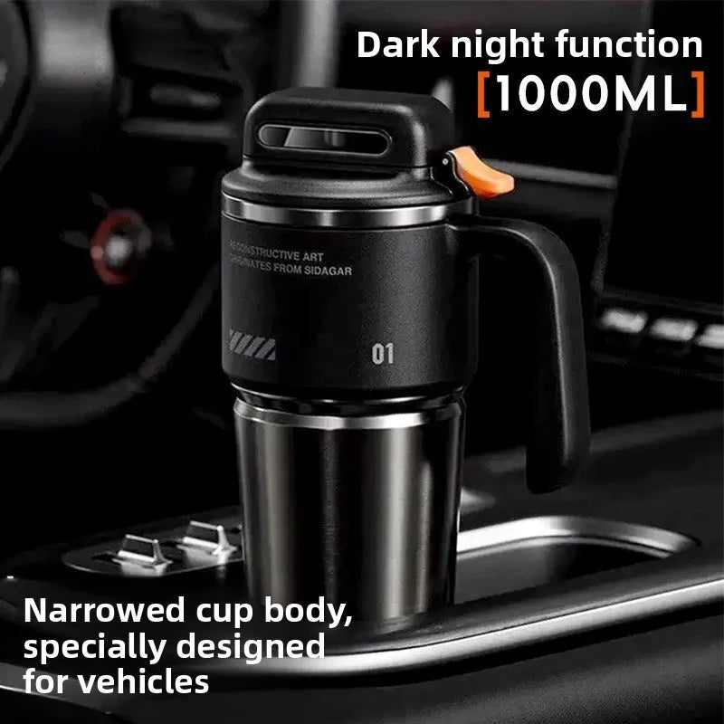1 liter insulated water bottle with straw