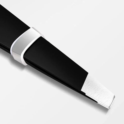 Pince à sourcils noire en acier inoxydable, avec pointe inclinée et plate, outils de beauté pour pince à cils et épilation incarnée SUN N.