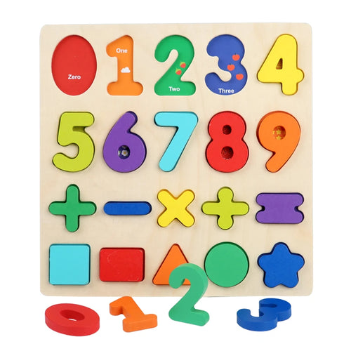 Puzzle en bois Montessori pour enfants-numéro arithmétique alphabétique formes géométriques jeu éducatif jouet pour l'apprentissage préscolaire SUN N.