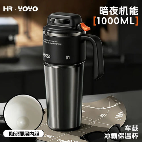 1 liter insulated water bottle with straw