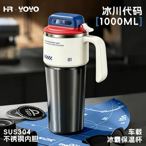 1 liter insulated water bottle with straw