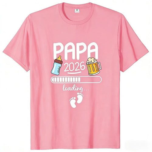 T-shirt homme Harajuku avec un design amusant pour les futurs papas, incluant bouteille, bière et empreintes de pieds.