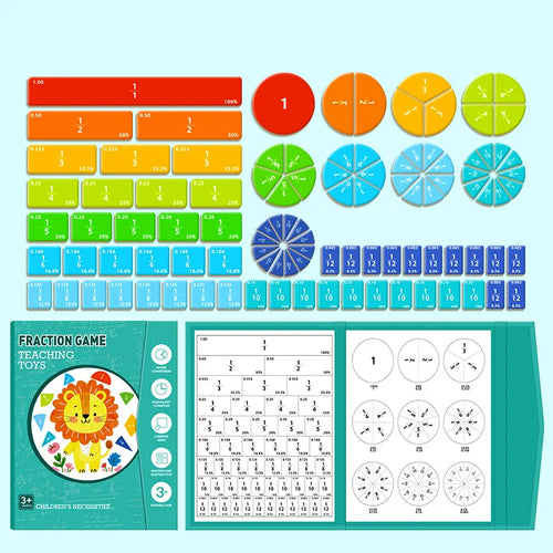 Puzzles magnétiques de fractions pour la maîtrise des mathématiques, éveil Montessori avec aide pédagogique amusante pour l'arithmétique, éducatif et cognitif SUN N.