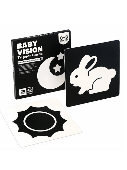 Cartes Flash Bébé Noir et Blanc – Stimulation Visuelle Éducative SUN N.