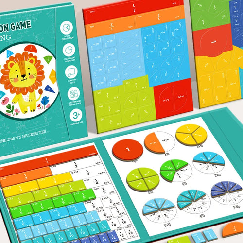 Puzzles magnétiques de fractions pour la maîtrise des mathématiques, éveil Montessori avec aide pédagogique amusante pour l'arithmétique, éducatif et cognitif SUN N.