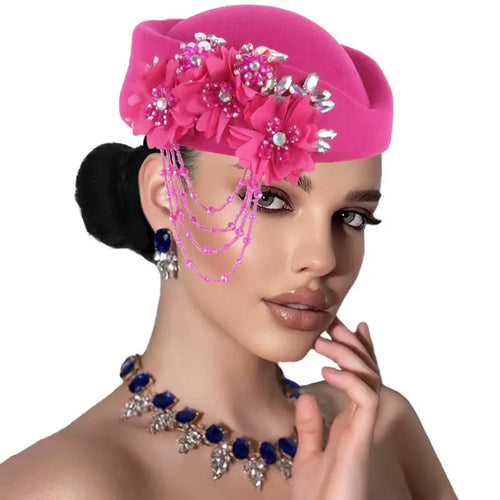 Chapeau britannique rétro pour femmes, élégant, décoré de fleurs 3D, casquette d'hôtesse de l'air, béret, accessoires de Costume de Cosplay SUN N.