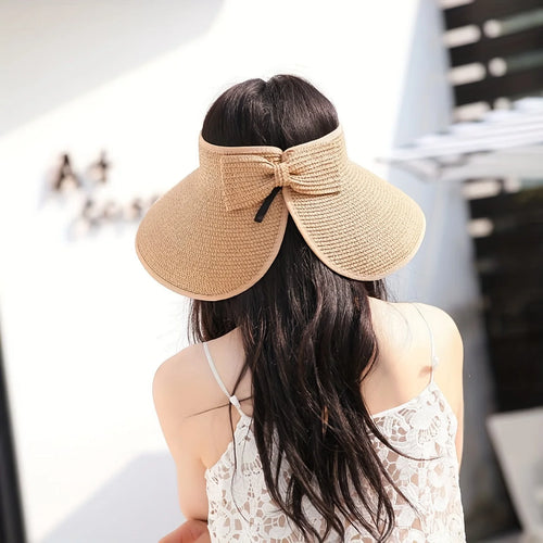 Chapeau Visière Femme, casquette de soleil pliable pour randonnée en plein air, large bord, chapeaux de paille de plage, chape SUN N.