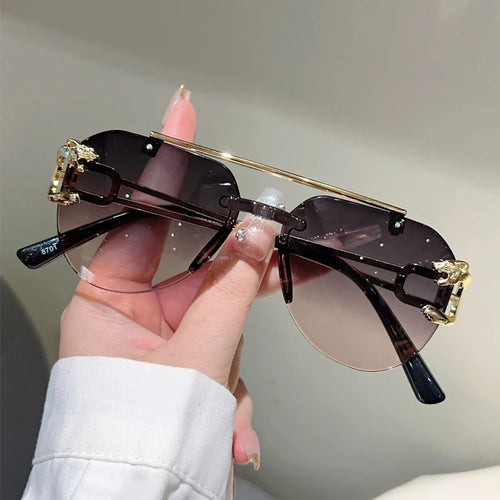 KAMMPT lunettes de soleil pilote sans monture hommes mode Vintage dégradé nuances décontractées femmes à la mode marque Design décor extérieur lunettes de soleil SUN N.