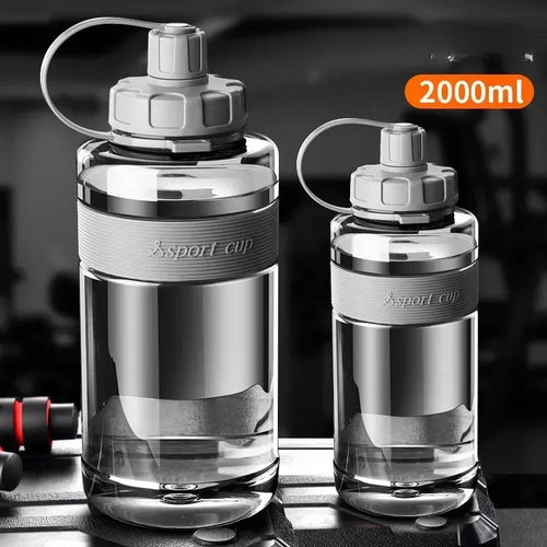 Bouteille d'eau Grande Capacité avec Paille - 2L/1.5L/1L/0.6L Sport Fitness