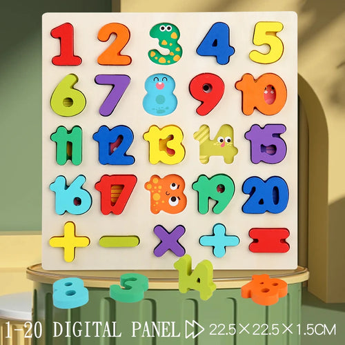 Puzzle en bois Montessori pour enfants-numéro arithmétique alphabétique formes géométriques jeu éducatif jouet pour l'apprentissage préscolaire SUN N.