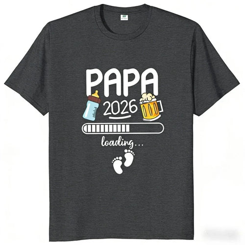 T-shirt homme Harajuku avec un design amusant pour les futurs papas, incluant bouteille, bière et empreintes de pieds.