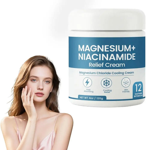 Crème Apaisante Magnésium Niacinamide pour le Soulagement des Douleurs Nerveuses, Hydratation Profonde, Réparation de la Barrière Cutanée, Baume Apaisant pour les Articulations, les Genoux et les Muscles SUN N.
