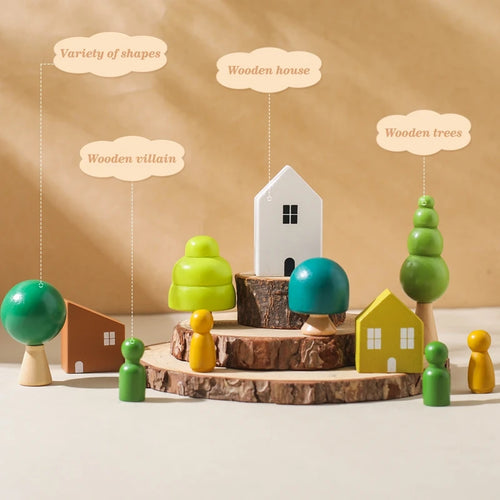 Jouet à Empiler Montessori en Bois – Blocs Sensoriels Forêt Bébé SUN N.