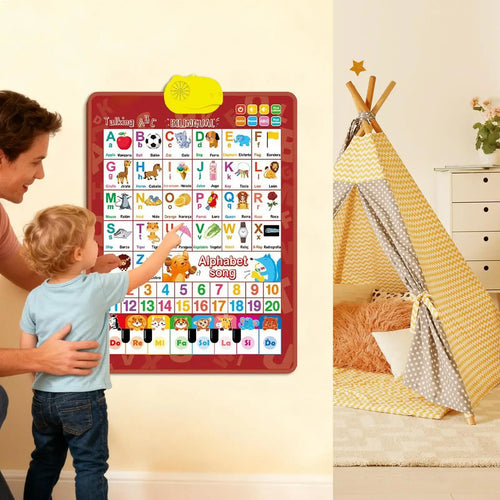 Tableau mural parlant bilingue pour enfants, affiche éducative anglaise et espagnole, jouet interactif avec musique pour l'apprentissage en classe SUN N.