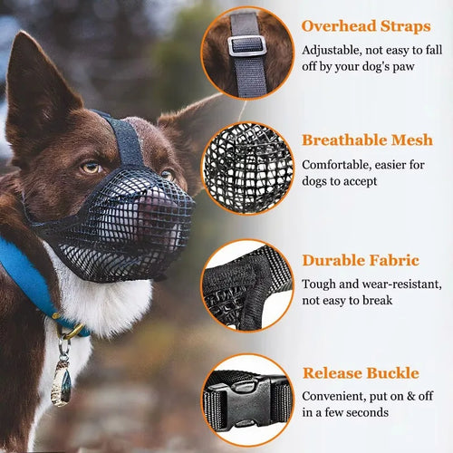 Muselière respirante en maille pour chiens, masque buccal réglable anti-aboiement et anti-morsure pour petits et moyens chiens, accessoires pour animaux de compagnie SUN N.