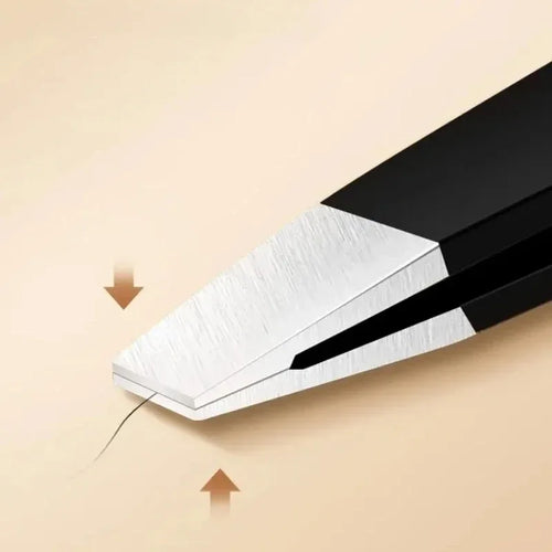 Pince à sourcils noire en acier inoxydable, avec pointe inclinée et plate, outils de beauté pour pince à cils et épilation incarnée SUN N.