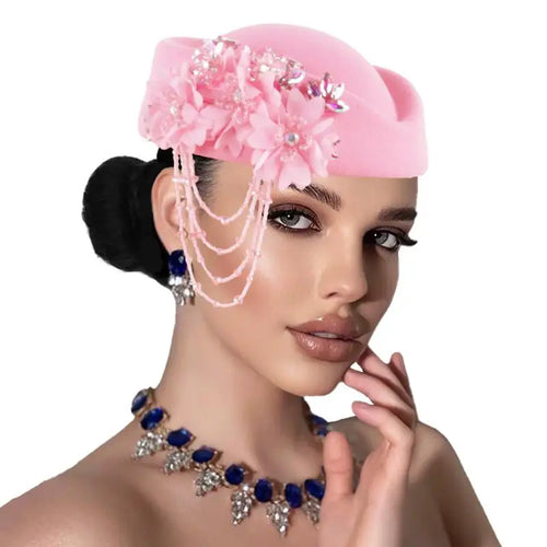 Chapeau britannique rétro pour femmes, élégant, décoré de fleurs 3D, casquette d'hôtesse de l'air, béret, accessoires de Costume de Cosplay SUN N.