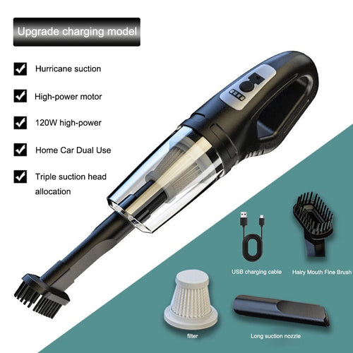 Aspirateur de voiture portable sans fil, rechargeable par USB, aspirateur à main puissant pour voiture, maison, bureau, nettoyage des poils d'animaux SUN N.