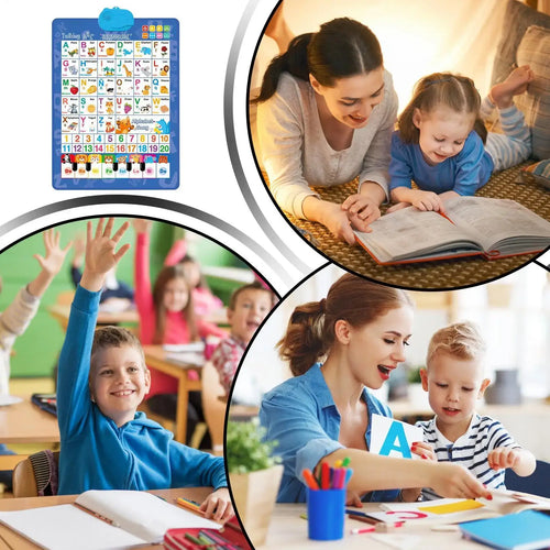 Tableau mural parlant bilingue pour enfants, affiche éducative anglaise et espagnole, jouet interactif avec musique pour l'apprentissage en classe SUN N.