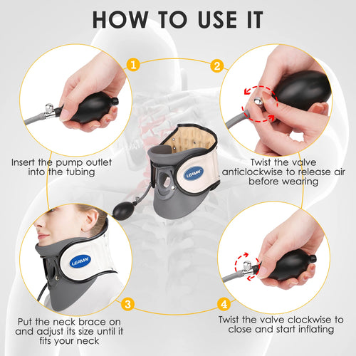 Collier cervical gonflable – Traction du cou, soulagement douleur & soutien à domicile SUN N.
