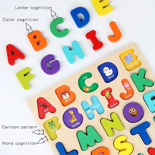 Puzzle en bois Montessori pour enfants-numéro arithmétique alphabétique formes géométriques jeu éducatif jouet pour l'apprentissage préscolaire SUN N.