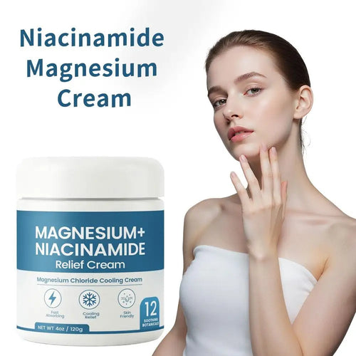 Crème Apaisante Magnésium Niacinamide pour le Soulagement des Douleurs Nerveuses, Hydratation Profonde, Réparation de la Barrière Cutanée, Baume Apaisant pour les Articulations, les Genoux et les Muscles SUN N.