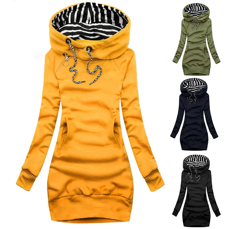 Robe à Capuche Slim – Couleur Unie, Manches Longues & Cordon de Serrage SUN N.