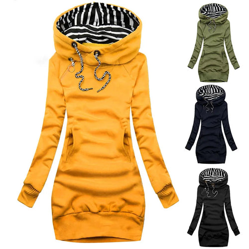 Robe à Capuche Slim – Couleur Unie, Manches Longues & Cordon de Serrage SUN N.